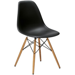 Vitra Stuhl Eames Plastic Side Chair DSW 83x46.5x55 cm tiefschwarz mehrfarbig, Gestell: Ahorn, Designer Charles & Ray Eames
