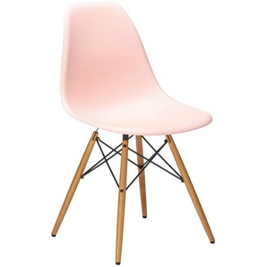 Vitra Stuhl Eames Plastic Side Chair DSW 83x46.5x55 cm zartrosé rosa, Gestell: Ahorn, Designer Charles & Ray Eames