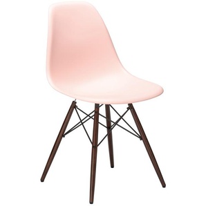 Vitra Stuhl Eames Plastic Side Chair DSW 83x46.5x55 cm zartrosé rosa, Gestell: Ahorn nussbaumfarbig, Designer Charles & Ray Eames