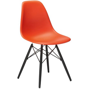Vitra Stuhl Eames Plastic Side Chair DSW 83x46.5x55 cm poppy red rot, Gestell: Ahorn schwarz, Designer Charles & Ray Eames