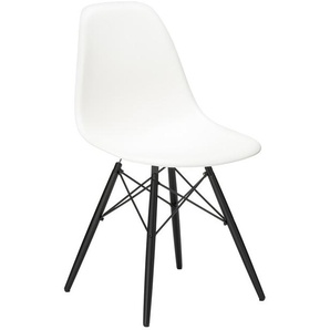 Vitra Stuhl Eames Plastic Side Chair DSW 83x46.5x55 cm weiß, Gestell: Ahorn schwarz, Designer Charles & Ray Eames