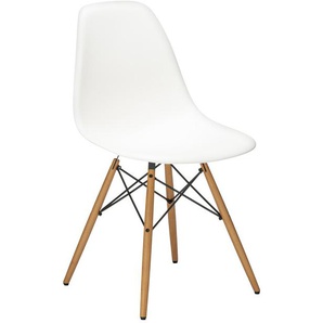 Vitra Stuhl Eames Plastic Side Chair DSW 83x46.5x55 cm weiß, Gestell:  eichefarbig, Designer Charles & Ray Eames