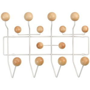 Vitra Wandgarderobe Hang it all Holzkugeln Kiefer natur mehrfarbig, Designer Charles & Ray Eames, 37x50x17 cm