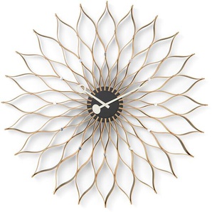 Vitra Wanduhr Sunflower Clock Birkenschichtholz gelb, Designer George Nelson, 7 cm