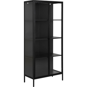 Vitrine ANDAS New York Schränke Gr. B/H/T: 80 cm x 180 cm x 40 cm, schwarz Vitrinen schwarzes Metall, mit Glastüren und 4 Fächern, Höhe 180cm