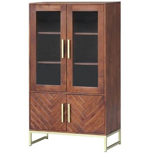 Vitrine aus Massivholz Calatria ¦ holzfarben ¦ Maße (cm): B: 80 H: 140 T: 39.0
