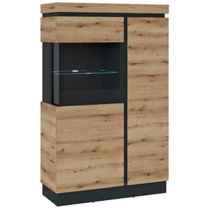 Vitrine Corte, Eiche-Nachbildung/grau, 164 cm, inkl. Softclose Funktion