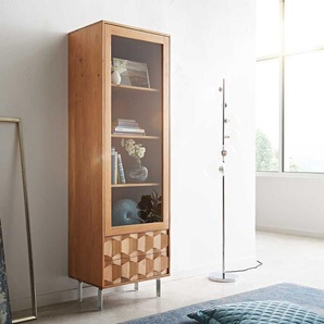 Vitrine Fevo 60x180 cm Akazie Natur L-Fuß, Vitrinen