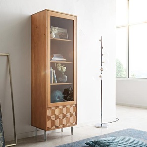Vitrine Fevo 60x180 cm Akazie Natur L-Fuß, Vitrinen