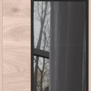 Vitrine GERMANIA Cantoria Schränke Gr. B/H/T: 63 cm x 206 cm x 40 cm, 1 St., schwarz (castello, eiche, nachbildung, schwarz) Vitrinen Tür mit Glaseinsatz aus Rauchglas in Grau, inkl. zwei Fußvarianten