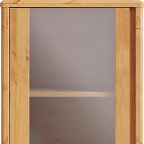 Vitrine HOME AFFAIRE Luven Schränke Gr. B/H/T: 44 cm x 192 cm x 34 cm, 2 St., beige (natur) Vitrinen zertifiziertes Massivholz, Höhe 192 cm, 2 Türen und 1 Schublade