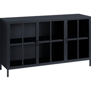 Vitrine HOMEXPERTS Choice Schränke Gr. B/H/T: 140 cm x 85 cm x 40 cm, 3 St., schwarz Vitrinen Sideboards designorientiertes Sideboard mit Glastüren
