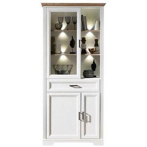 Vitrine Jasmin, Pinie hell-Nachbildung, Artisan Eiche-Nachbildung, inkl. LED-Beleuchtung