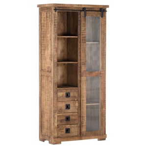 Vitrine Kamerun, Mangoholz massiv, inkl. Schiebetür
