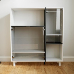 Vitrine Kristallglas klar - Moderne Glasvitrine: Türen in Kristallglas klar - Hochwertige Materialien - 115 x 129 x 34 cm, Selbst zusammenstellen