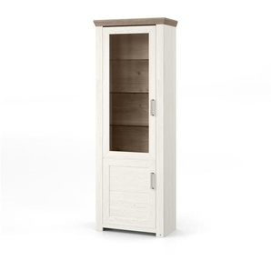 Vitrine Lancaster, Weiß/Artisan Eiche Nachbildung, inkl. LED Beleuchtung