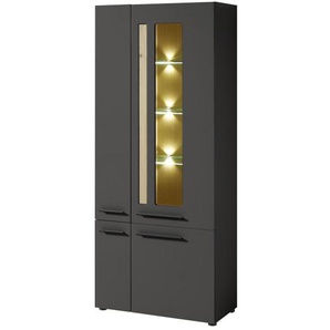 Vitrine Loft-Two, graphit supermatt, inkl. LED-Beleuchtung