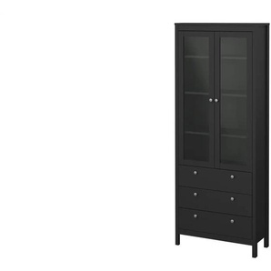 Vitrine  Madron ¦ schwarz ¦ Maße (cm): B: 78,1 H: 199 T: 32.5