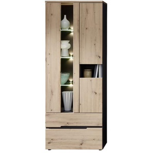 Vitrine Memphis, Artisan Eiche Nachbildung/graphit, inkl. LED-Beleuchtung