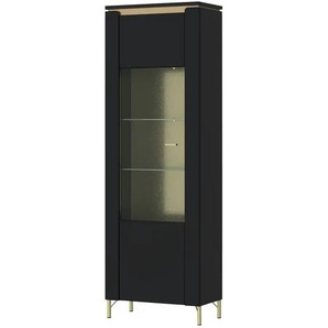 Vitrine mit Softclose Losini ¦ schwarz ¦ Maße (cm): B: 70 H: 201 T: 40.0