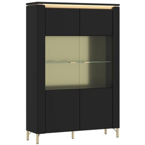 Vitrine Norica, schwarz/gold, inkl. Softclose Funktion, Breite 110,4 cm