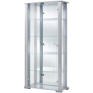 Vitrine Nysa 86 x 178 x 38cm Silber/Silber