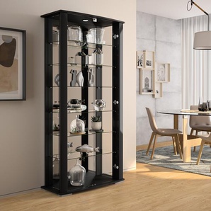 Vitrine II 86 x 178 x 38cm Schwarz/Hochglanz Schwarz