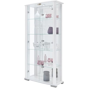 Vitrine Nysa 86 x 178 x 38cm Weiß/Hochglanz Weiß