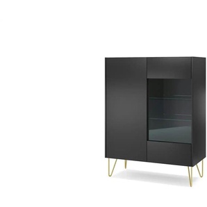 Vitrine - schwarz - Materialmix - 97 cm - 122 cm | Möbel Kraft