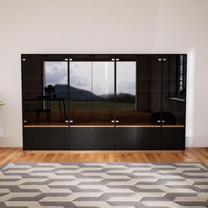 Vitrine Schwarz - Moderne Glasvitrine: Türen in Kristallglas klar - Hochwertige Materialien - 264 x 162 x 50 cm, Selbst zusammenstellen