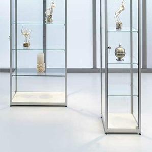 Vitrine sdb Aluminium silberfarben eloxiert grau, 200x80x40 cm