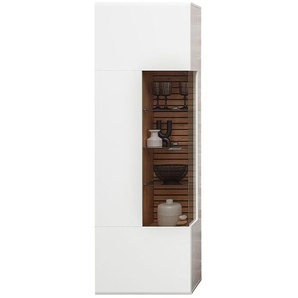 Vitrine Standvitrine, 65cm breit, weiß mit Eiche, FALLON-55 - weiß