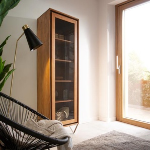 Vitrine Stonegrace 55x180 Akazie Natur 1 Tür Steinfurnier V-Fuß, Vitrinen