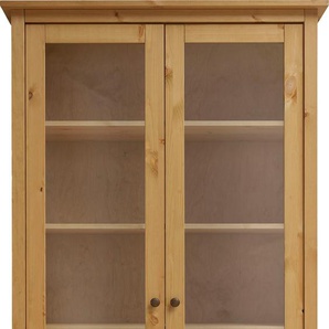 Vitrine WOHN[GLÜCK]LICH BY INFANTIL Solvita Schränke Gr. B/H/T: 101 cm x 200 cm x 40 cm, beige (gebeizt geölt) Vitrinen Schrank Hochschrank mit Glastür, Kiefer massiv Breite 101 cm, Landhaus
