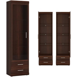 Vitrine Wohnzimmer schmal 50 cm Nussbaum IMPERIA-129