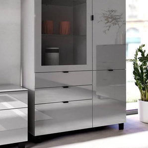 Vitrinenschrank 110 x 191 x 41cm Grau/Grau