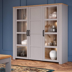 Vitrinenschrank 151 cm 151 x 161 x 42cm Grau/Hellgrau