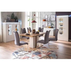 Vitrinenschrank 88 x 198 x 38cm Weiß/Weiß