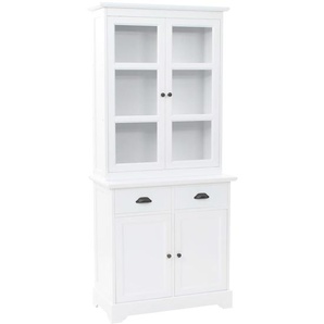 Vitrinenschrank mit 4 Türen MDF und Kiefernholz 80x40x180 cm