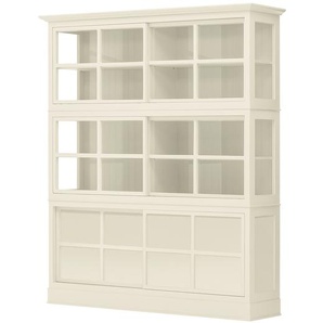 Vitrinenschrank 191 x 220 x 49cm Weiß/Pinie weiß lackiert