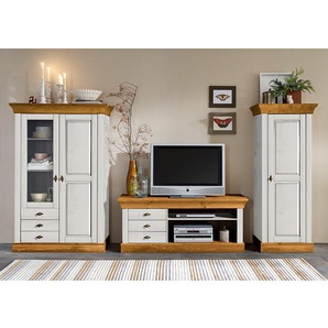 Vitrinenschrank 108 x 163 x 45cm Braun/Weiß/Kiefer Weiß/Kiefer Laugenfarbig