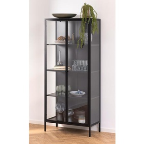Vitrinenschrank 80 x 180 x 40cm Schwarz