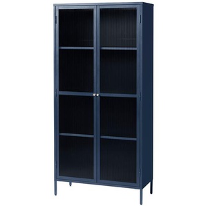 Vitrinenschrank Coria 90 x 190 x 40cm Blau/Stahlblau