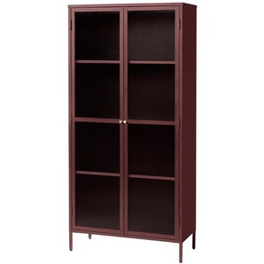 Vitrinenschrank Coria 90 x 190 x 40cm Rot/Weinrot