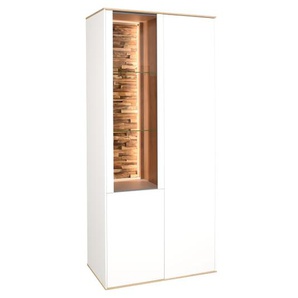 Vitrinenschrank Faro, weiß/Asteiche, 180 cm, inkl. Push-to-Open Funktion