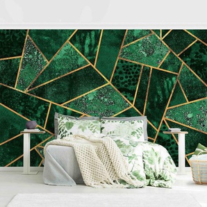 Vliestapete Dunkler Smaragd mit Gold 384 x 255cm 384 x 255 cm