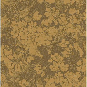 Vliestapete, Gelb, Kunststoff, Papier, Blume, 52x1005 cm, Made in Europe, Tapeten Shop, Vliestapeten