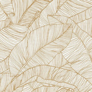 Vliestapete, Gold, Kunststoff, Papier, Blätter, 52x1000 cm, Made in Europe, Tapeten Shop, Vliestapeten