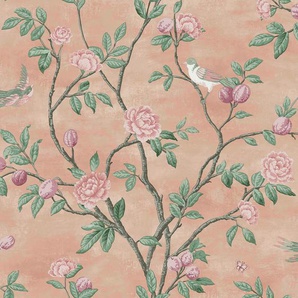 Vliestapete, Pink, Kunststoff, Papier, Blume, 52x1000 cm, Made in Europe, Tapeten Shop, Vliestapeten