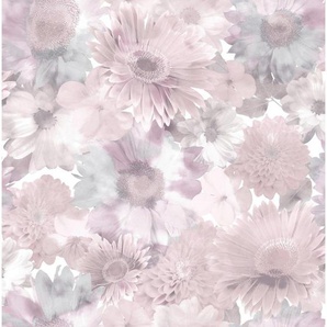 Vliestapete, Pink, Kunststoff, Papier, Blume, 52x1000 cm, Made in Europe, Tapeten Shop, Vliestapeten